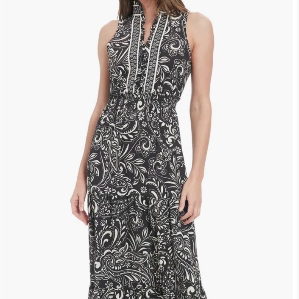 London Times Monochrome Paisley Dress